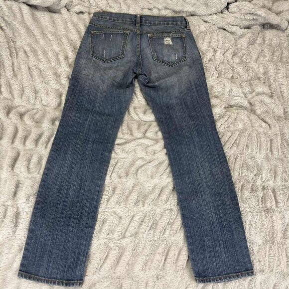 Old Navy The Diva Jeans Womens 2 Regular Blue Denim Straight Low Rise Distressed - Picture 2 of 10